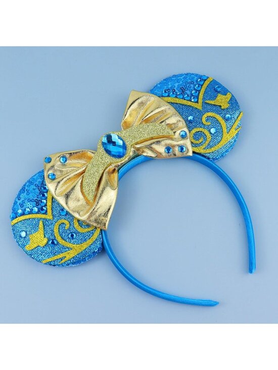 Women\'s Blue Polyester Sequin Bow Mickey Mouse Headband Hair Accessory